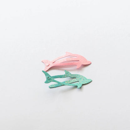 Metal Hair Clips, Glitter Baby Dolphins