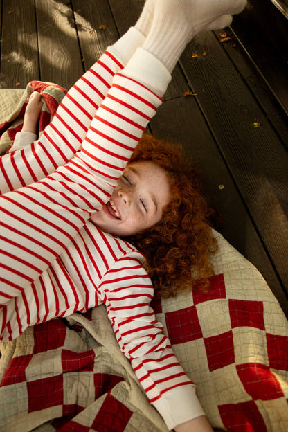 Holiday Classic Pajama, Red & Oatmeal Breton