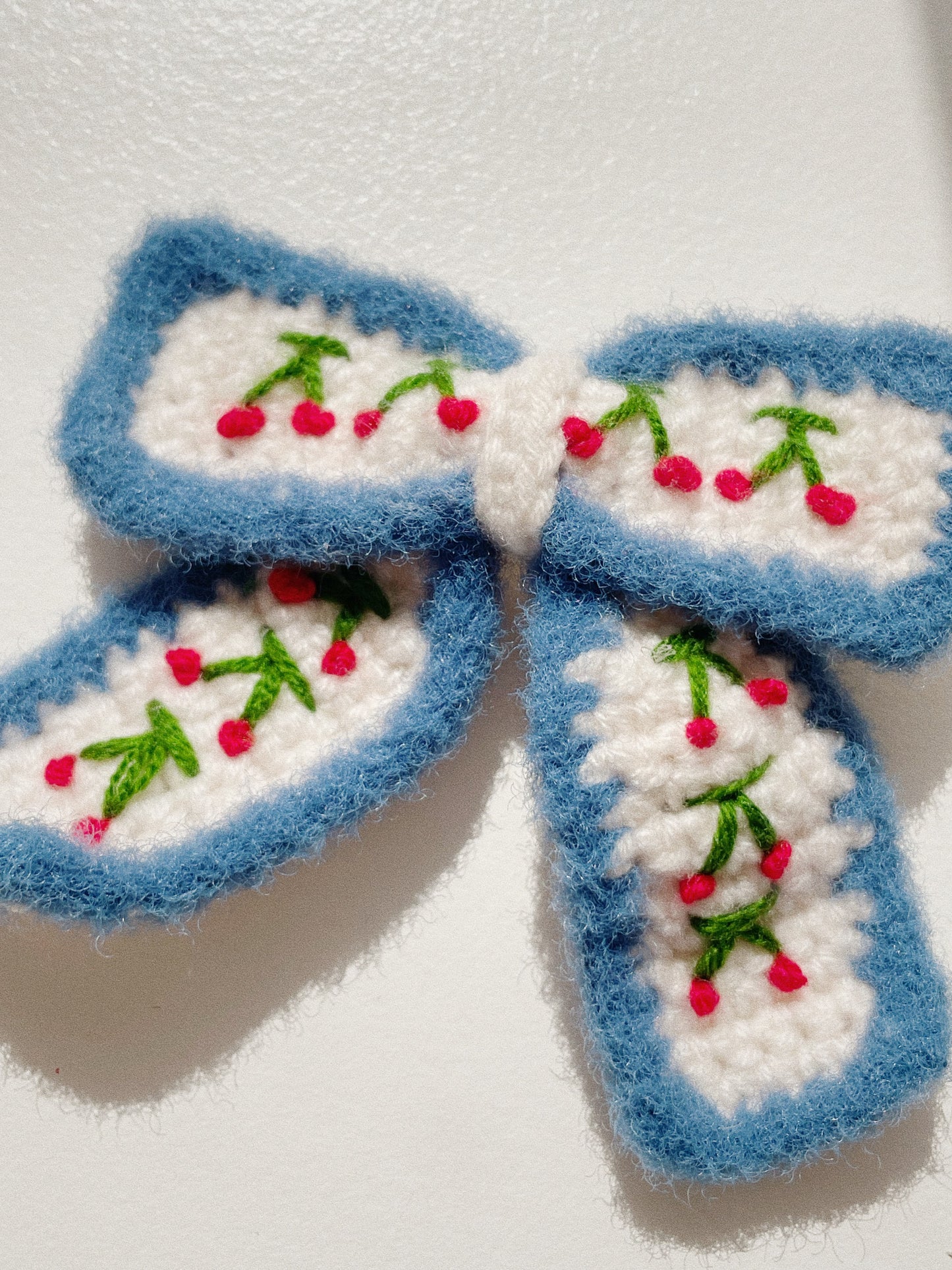 Cherry Crochet Bow Clip