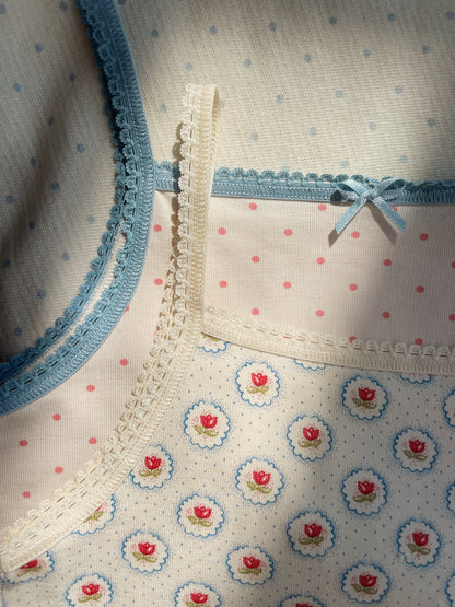 Basic 2 Pack Strap Tops, Pirouette Dot/Mirage