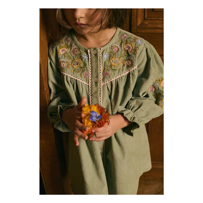 Floriane Fine Corduroy Dress, Almond