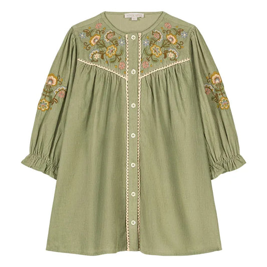 Floriane Fine Corduroy Dress, Almond