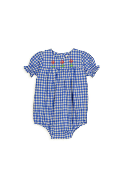 Lucette Romper, Gingham Blue