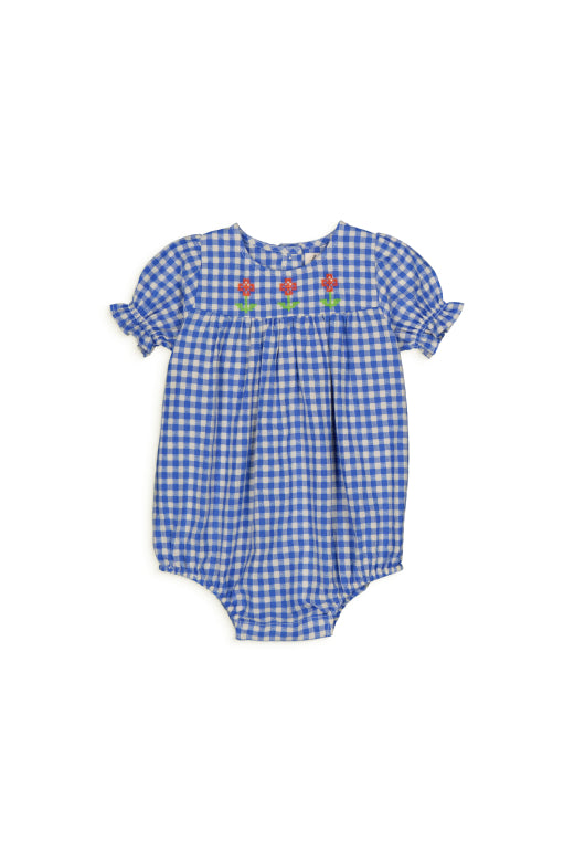 Lucette Romper, Gingham Blue
