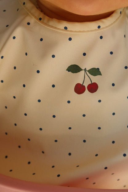 2 Pack Dinner Bib With Sleeves, Navy Dot/Rain Washed