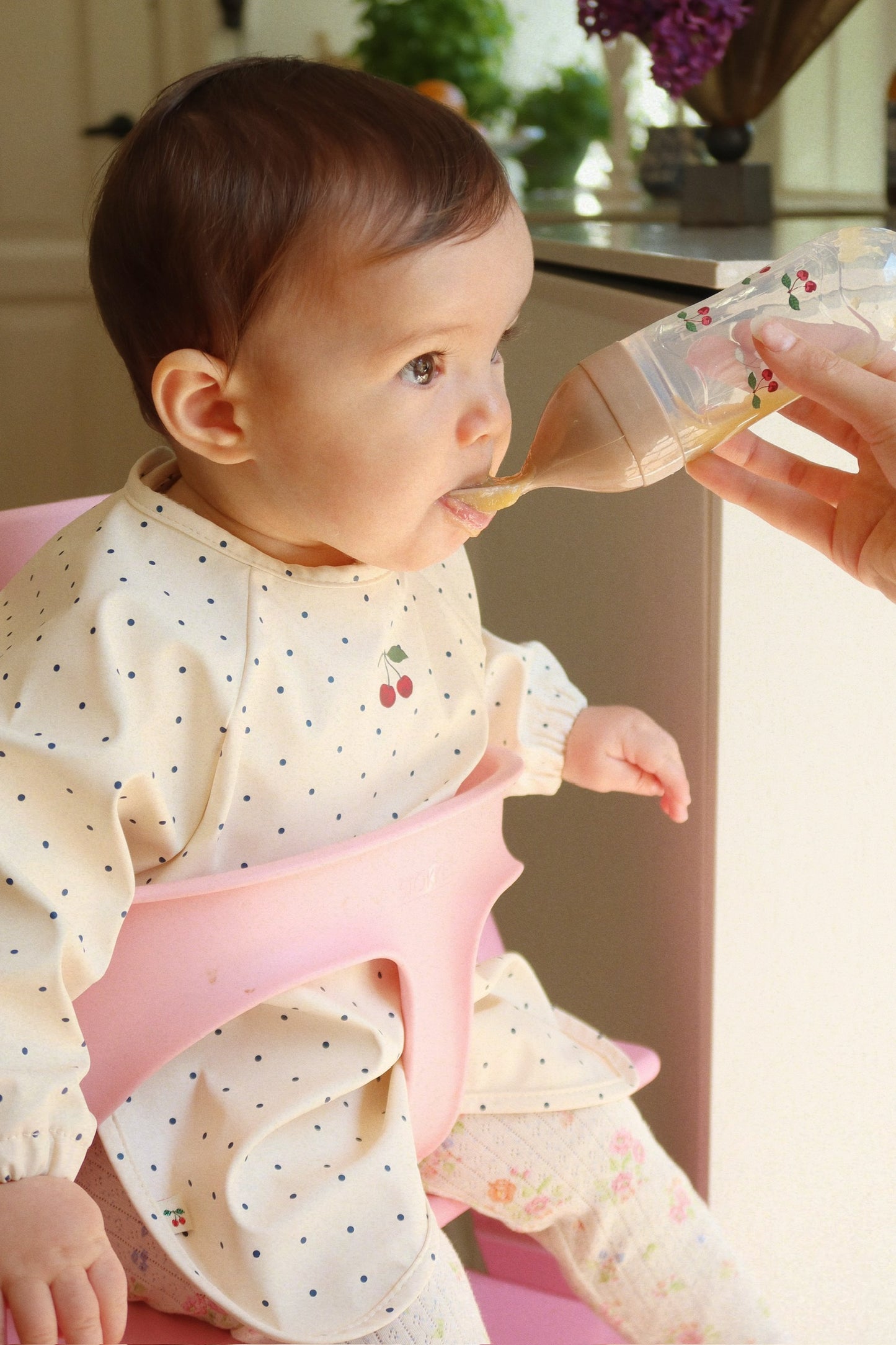 2 Pack Dinner Bib With Sleeves, Navy Dot/Rain Washed