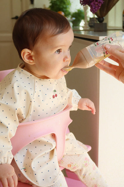 2 Pack Dinner Bib With Sleeves, Navy Dot/Rain Washed