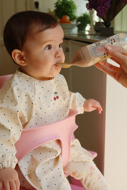 2 Pack Dinner Bib With Sleeves, Navy Dot/Rain Washed