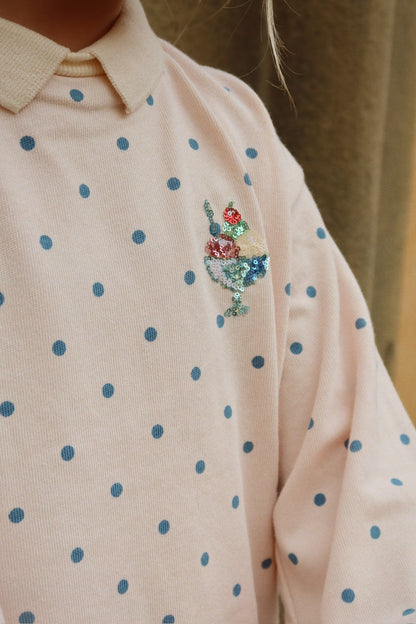 Spotty LS Polo, Rosewater Dot