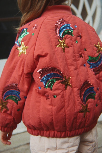 Juno Sequin Rainbow Jacket, Cardinal