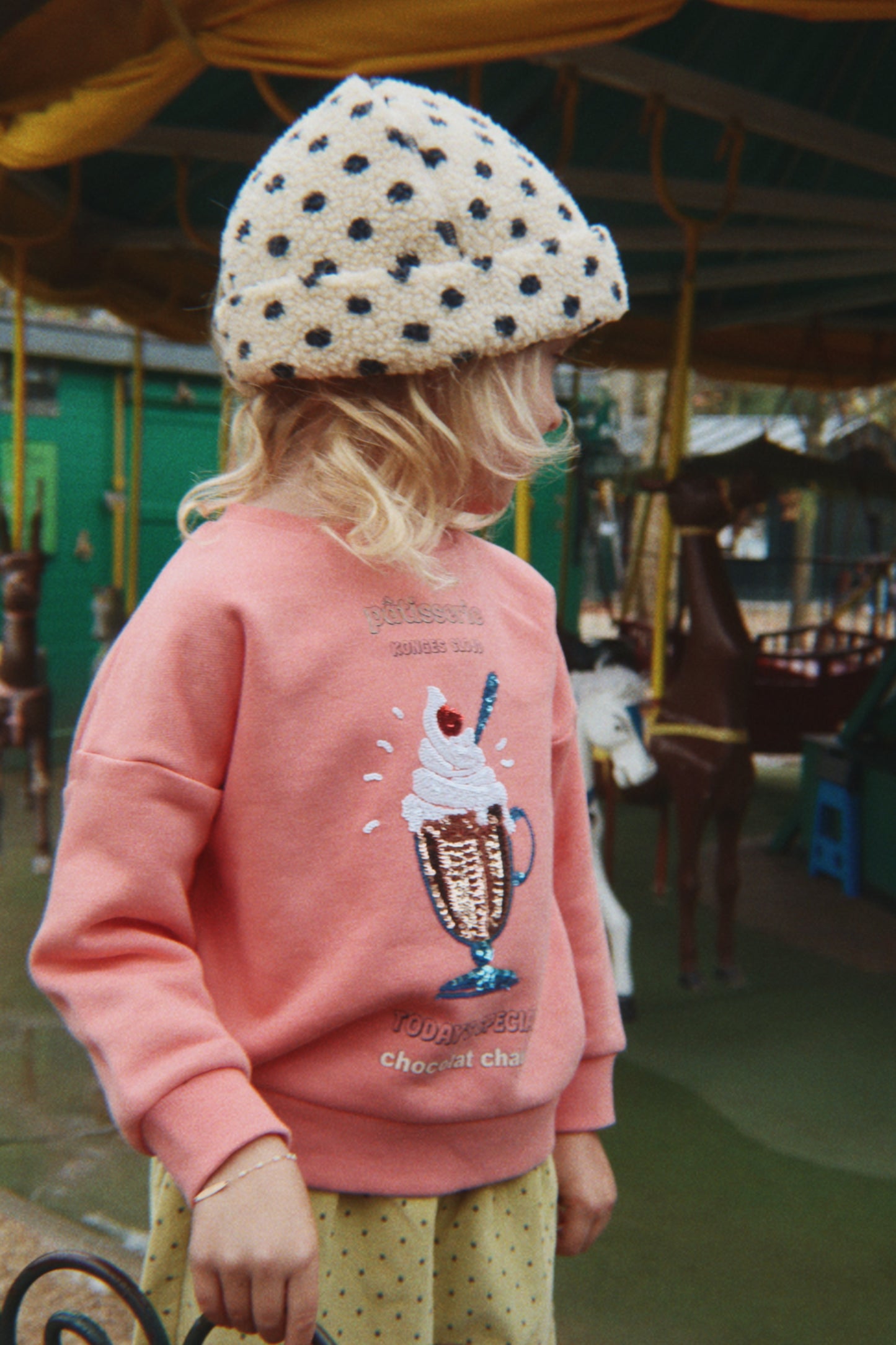 Lou Sequin Sweat Shirt, Peach Blossom