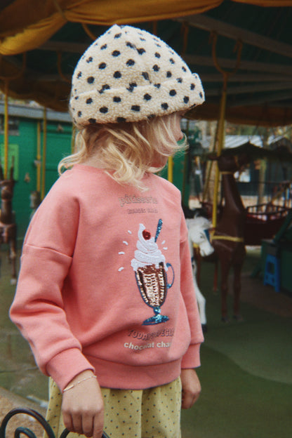 Lou Sequin Sweat Shirt, Peach Blossom