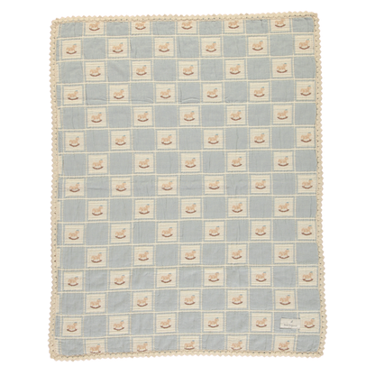 Rocking Horse Blanket, Blue Horse Patchwork