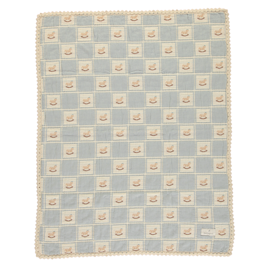 Rocking Horse Blanket, Blue Horse Patchwork