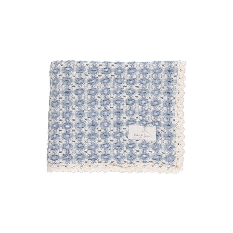 Crochet Blanket, Blue Retro Crochet