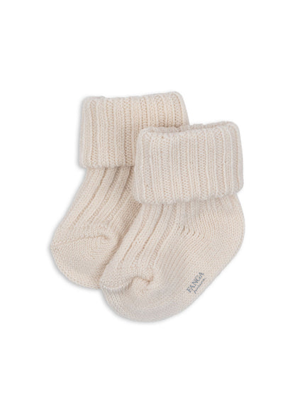 Lana Heavy Knitted Socks, Off White Melange