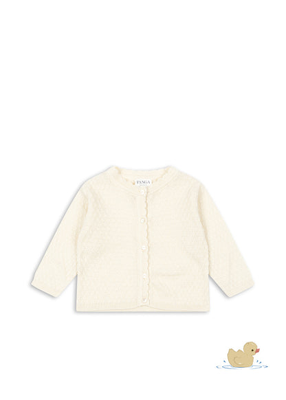 Venti Pointelle Cardigan, Antique White