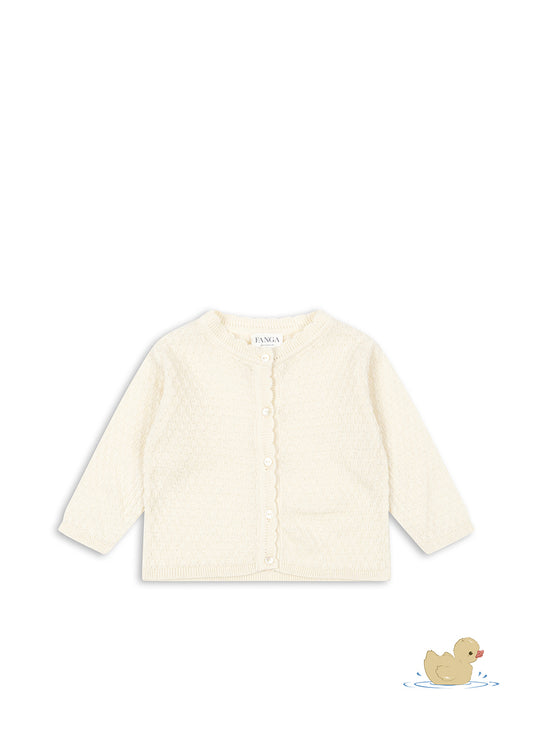 Venti Pointelle Cardigan, Antique White
