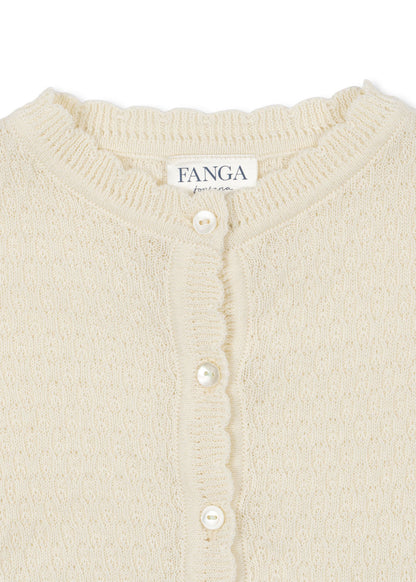 Venti Pointelle Cardigan, Antique White