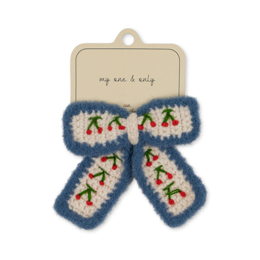 Cherry Crochet Bow Clip
