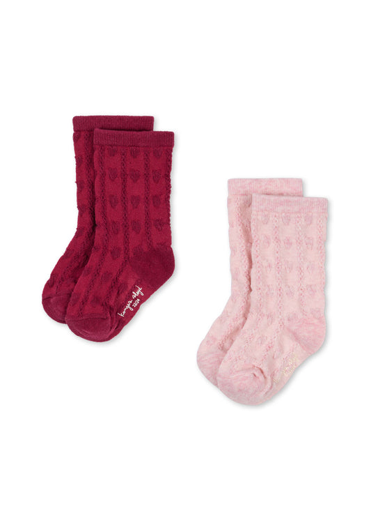 2 Pack Fine Jacquard Socks, Heart Mix