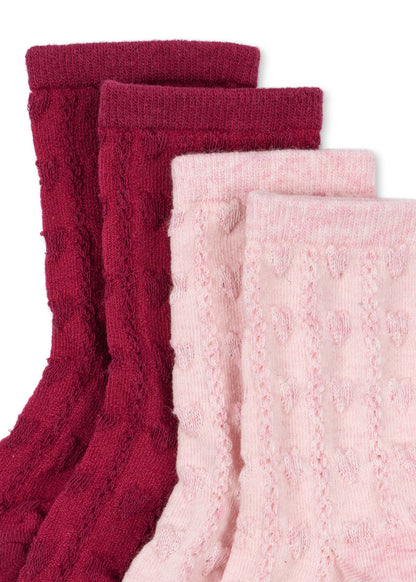 2 Pack Fine Jacquard Socks, Heart Mix