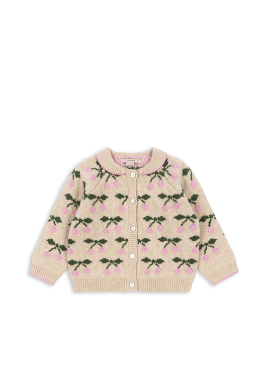 Belou Knit Collar Cardigan, Cherry