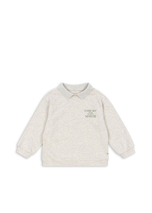 Spotty LS Polo, Off White Melange