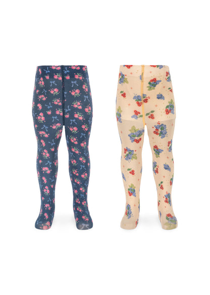 2 Pack Printed Tights, Verona Blues
