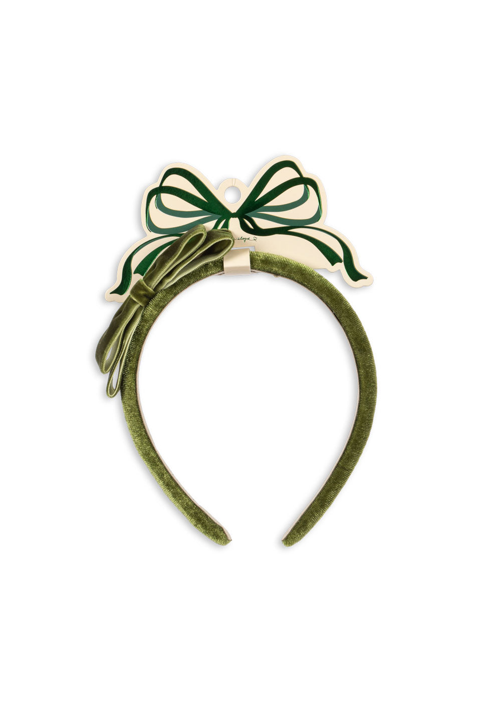 Velvet Bow Hairbrace, Green