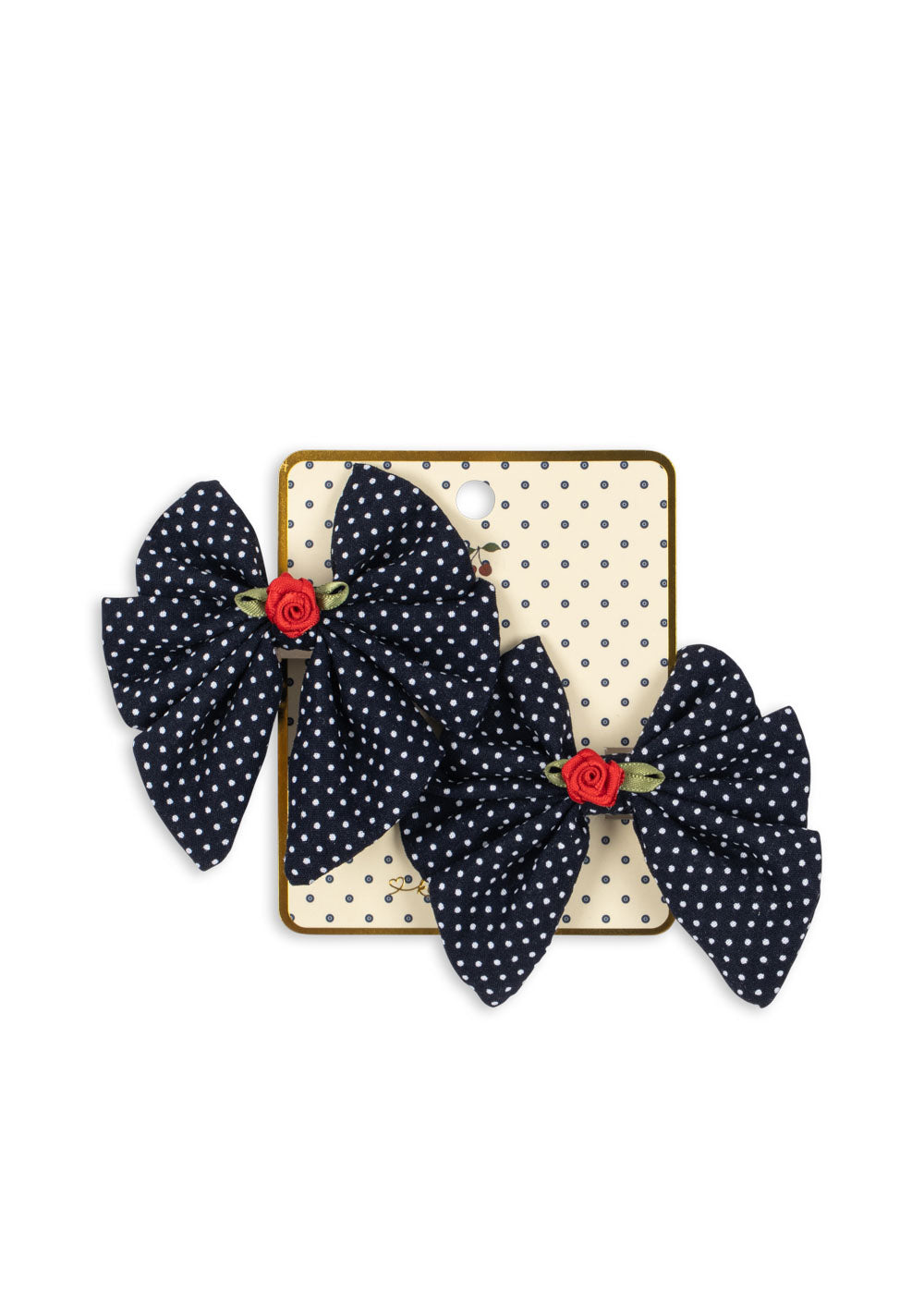 2 Pack Rose Rouge Bow Hair Clip, Dot Nuit