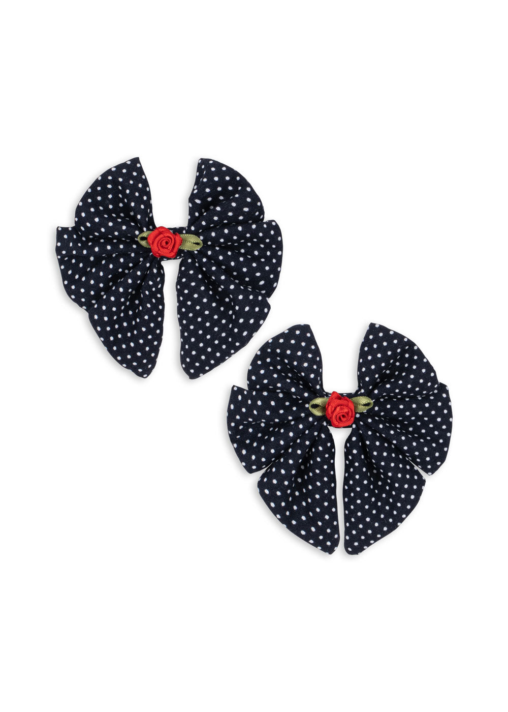 2 Pack Rose Rouge Bow Hair Clip, Dot Nuit