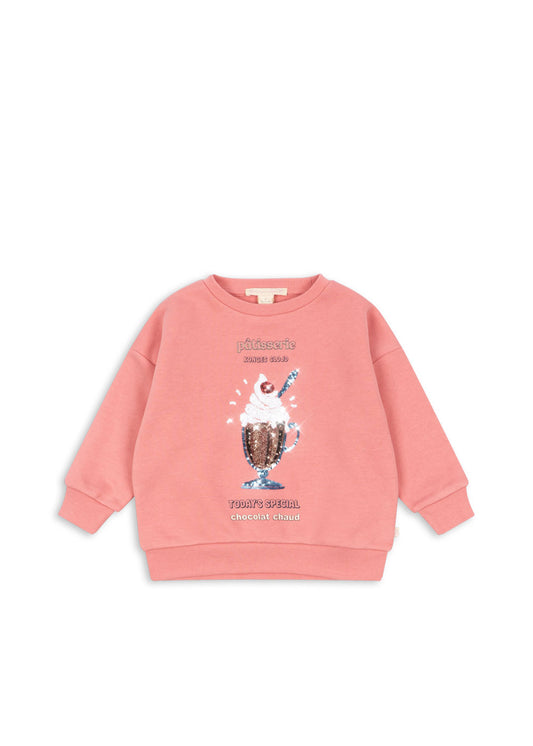 Lou Sequin Sweat Shirt, Peach Blossom