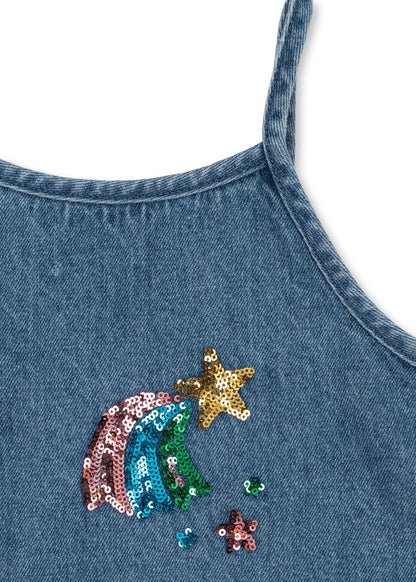 Magot Sequin Strap Dress, Rainbow Star