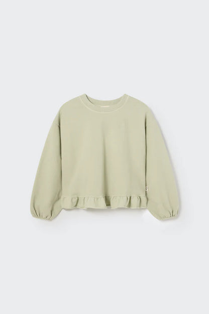 Cozmo Soft Plush Flounce Sweatshirt, Tender Green