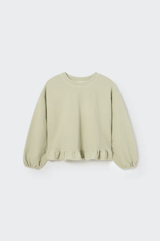 Cozmo Soft Plush Flounce Sweatshirt, Tender Green