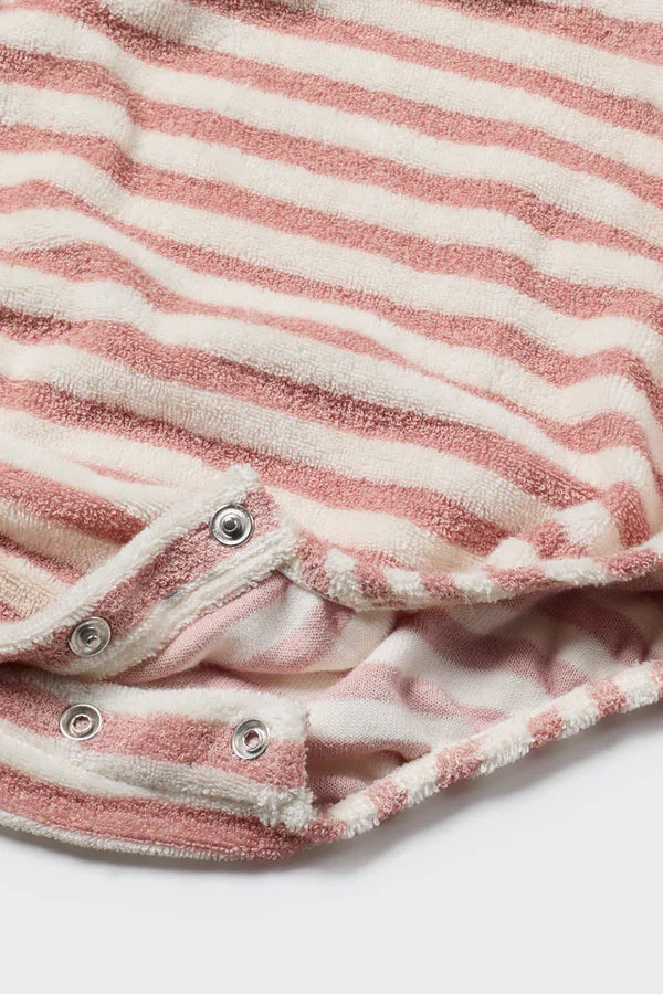 Cozmo Baby Organic Striped Toweling Romper, Rose