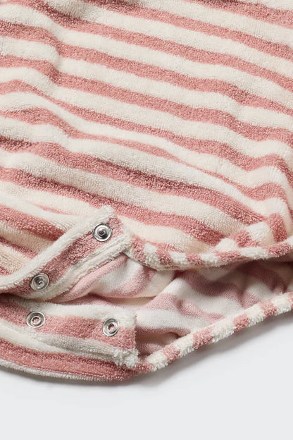 Cozmo Baby Organic Striped Toweling Romper, Rose